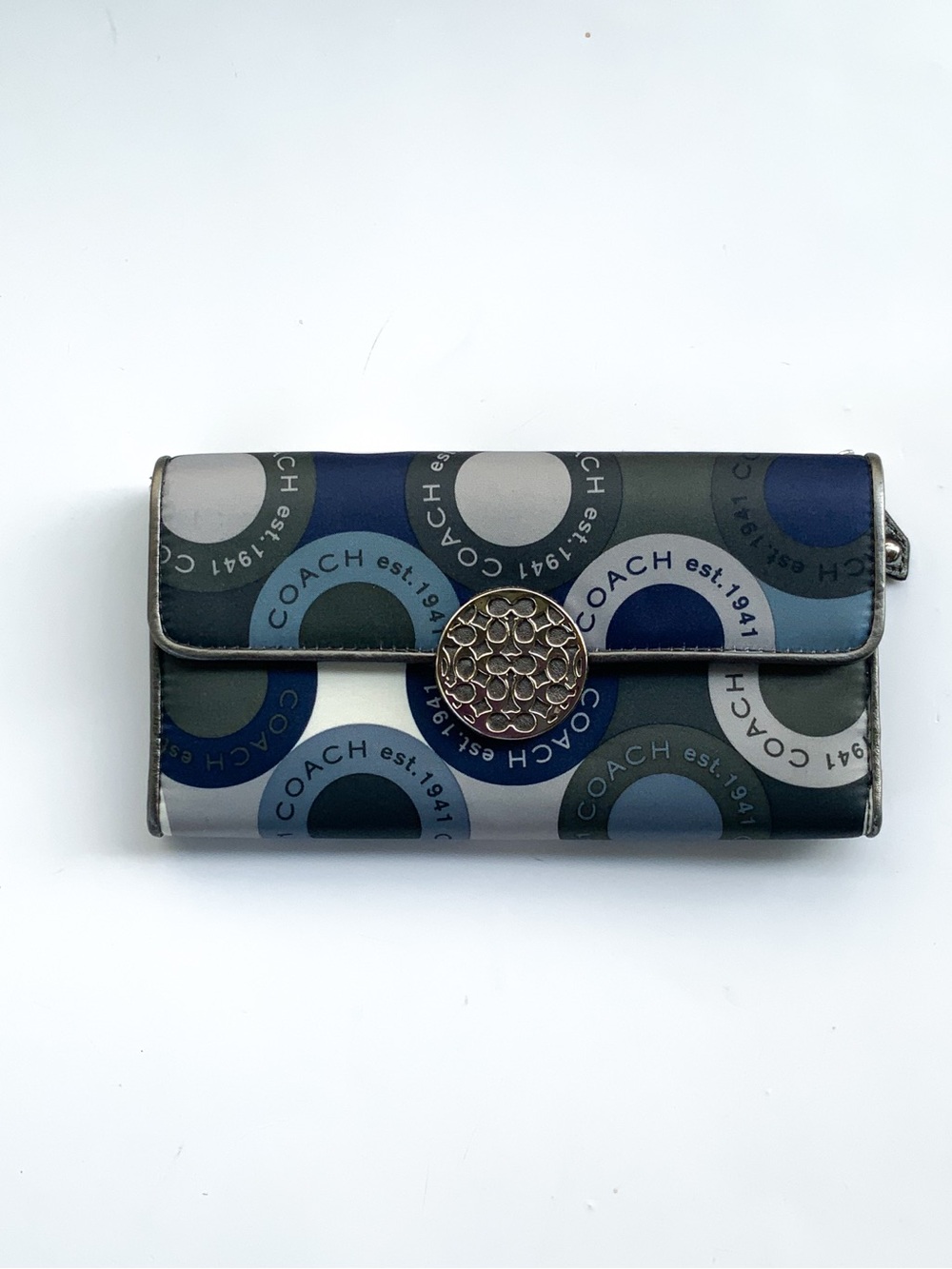 Coach Blue Circle Trifold Wallet
